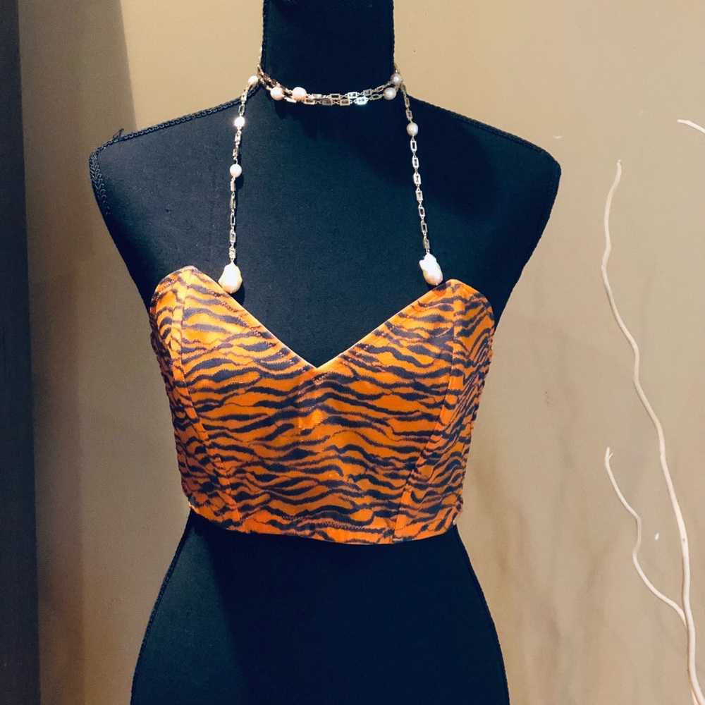 SAVAGE X FENTY ORANGE ZEBRA STRIPED CORSET Size 2X